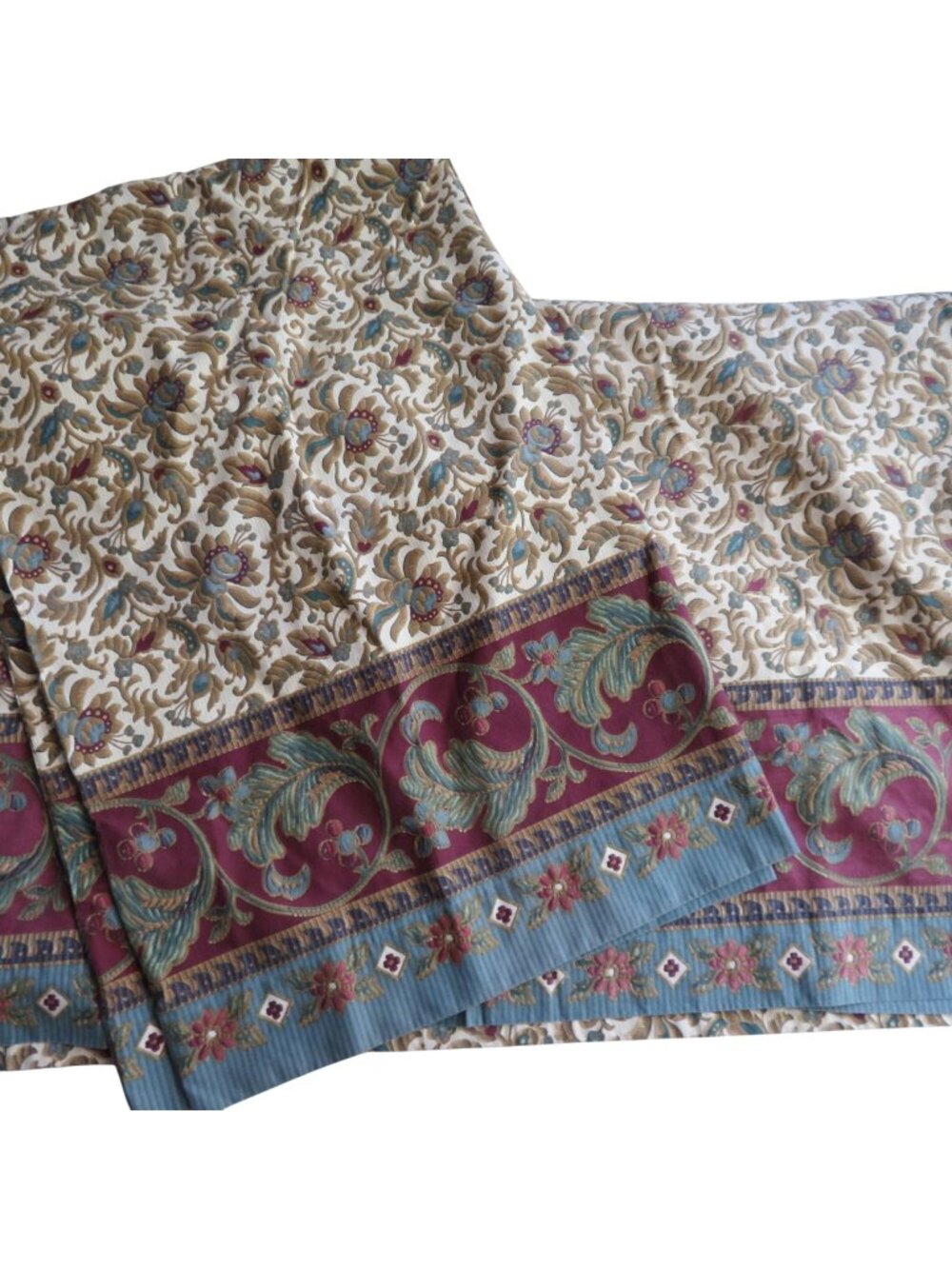Vintage Dan River Queen Size 3pc Sheet Set Floral & Border Pattern Percale USA